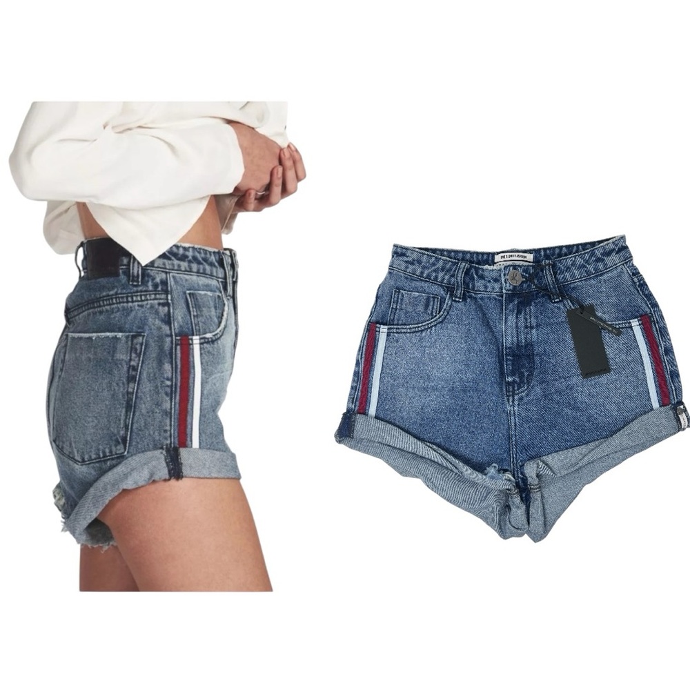ONE X ONE TEASPOON Bandits High Waisted Cuffed Hem Denim Short Sz 27 NWT
